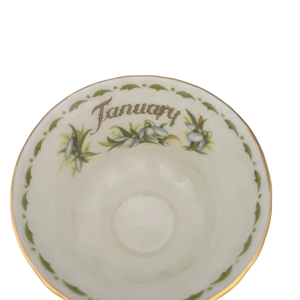 Royal Albert Snowdrops Tea Cup Saucer Bone China England Gold Trim Set
